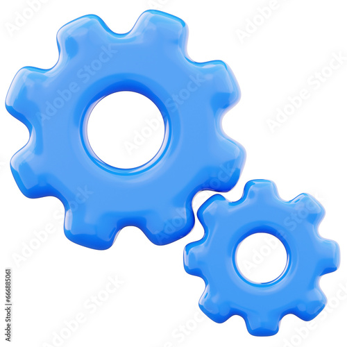 Settings icon gear symbol 3d render illustration isolated on transparent background