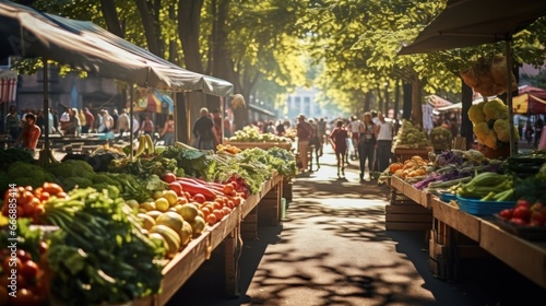 Farmers' Markets: A bustling farmers' market with colorful stalls filled with fresh produce and artisan goods.