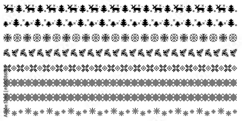 冬のかわいい飾り線　ドット絵　1色