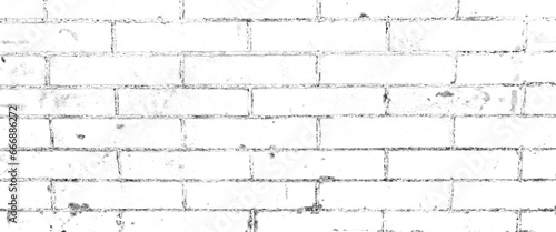 Vector black and white brick wall background, distressed overlay texture of old brickwork, grunge transparent background.
