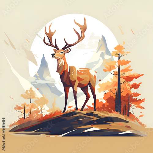 Deer Vector Style Illustration Cartoon Style Illustration Painting Drawing