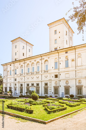 Rear facade of the Galleria Borghese in Villa Borghese, Rome