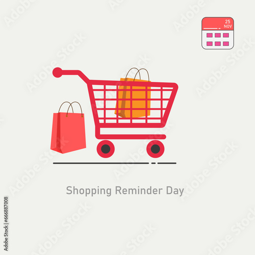 vector graphic of Shopping Reminder Day good for national Shopping Reminder Day celebration. flat design. flyer design.flat illustration.
