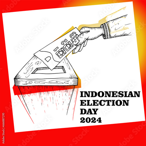 Indonesian election day 2024, poster and banner