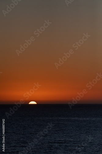 sunset in the pacific ocean near Los Angeles with fiery red skies