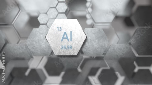 Aluminum. Periodic table element aluminum icon. Scientific medical research, the effect on human health. 3d rendering