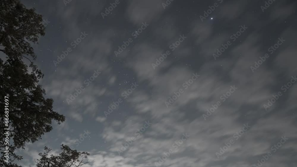 Clouds And Stars Moving Across Night Sky, Time Lapse From Rooftop Clouds And Stars Moving Across Night Sky, Time Lapse From Rooftop