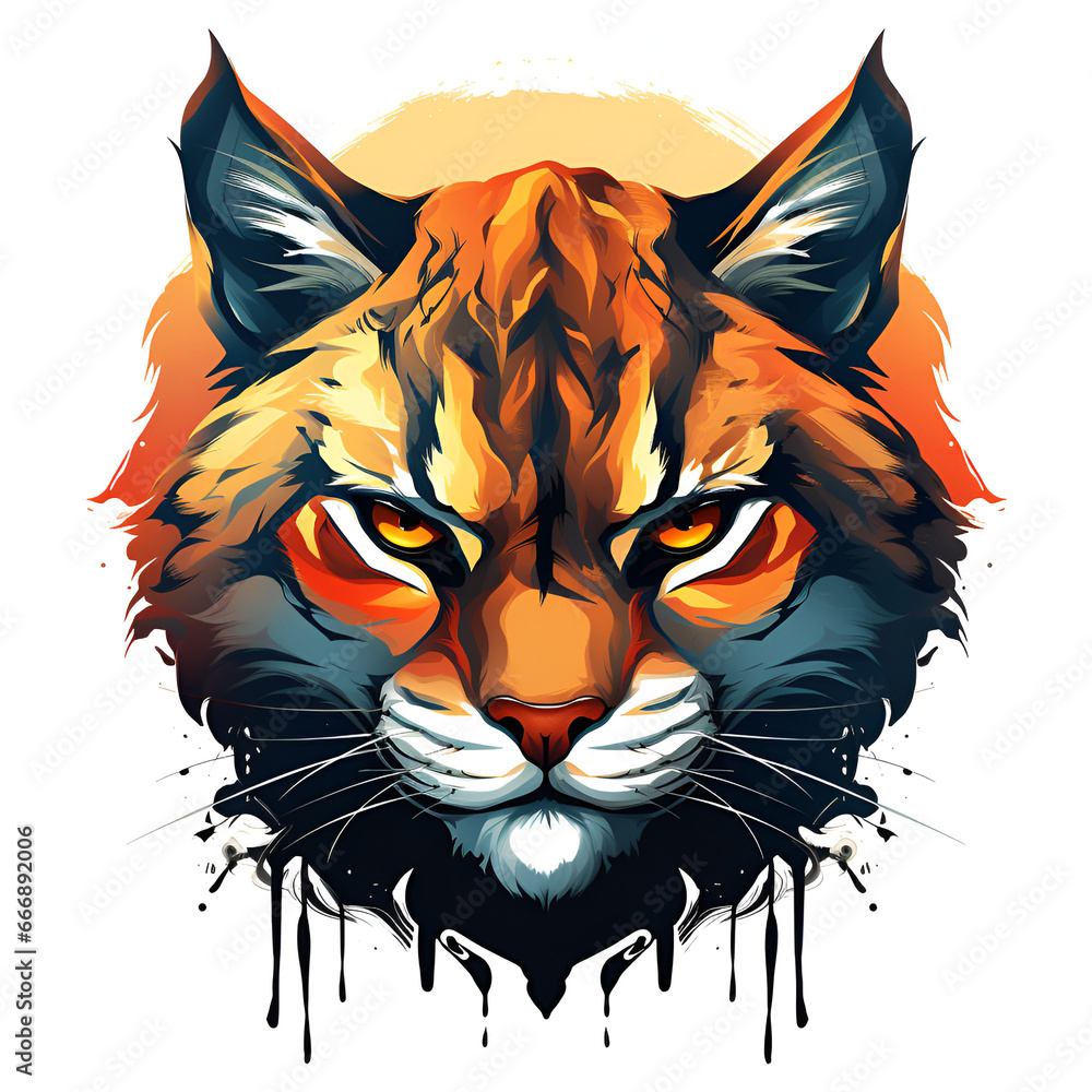 Bobcat Vector Style Illustration Bobcat Cartoon Style Logo Painting ...