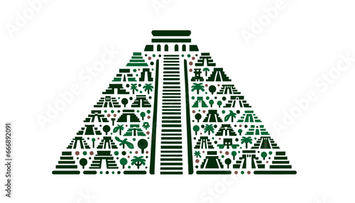 Chichén Itzá Silhouette Mexico vector illustration