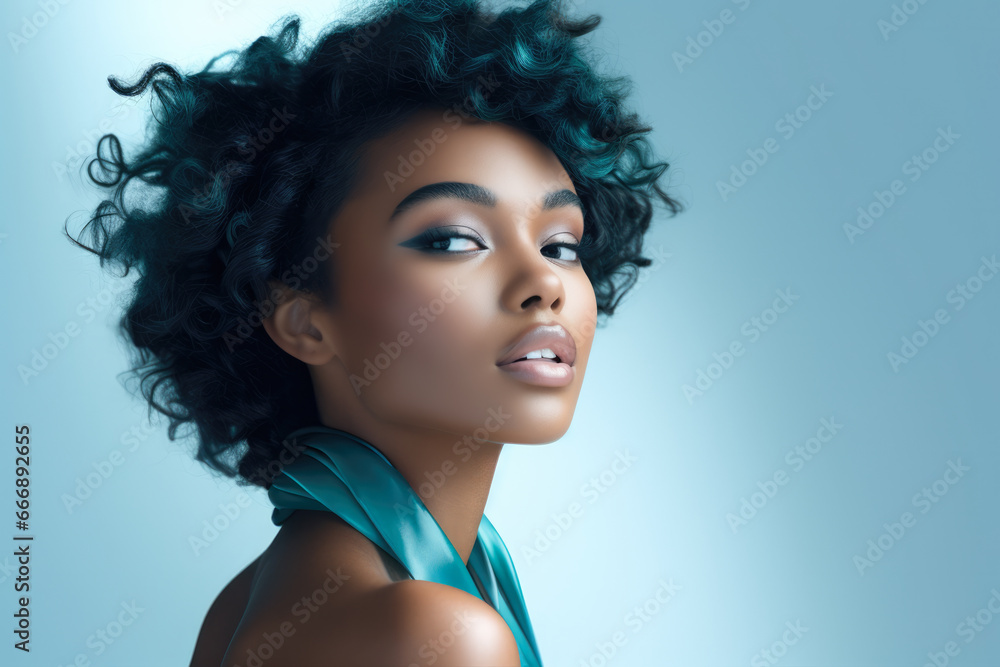 Young African American woman with beautiful facial skin