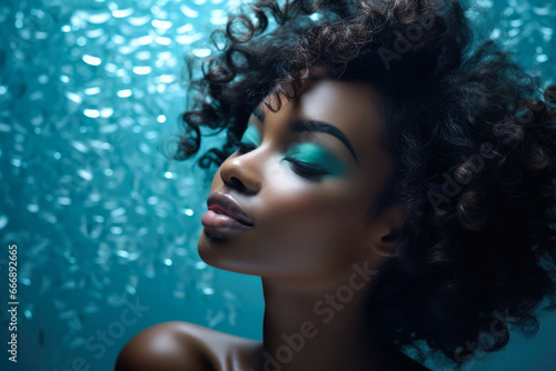 Young African American woman with beautiful facial skin