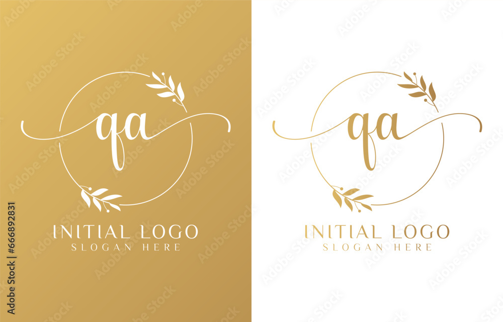 Letter Q Beauty Logo with Flourish Ornament