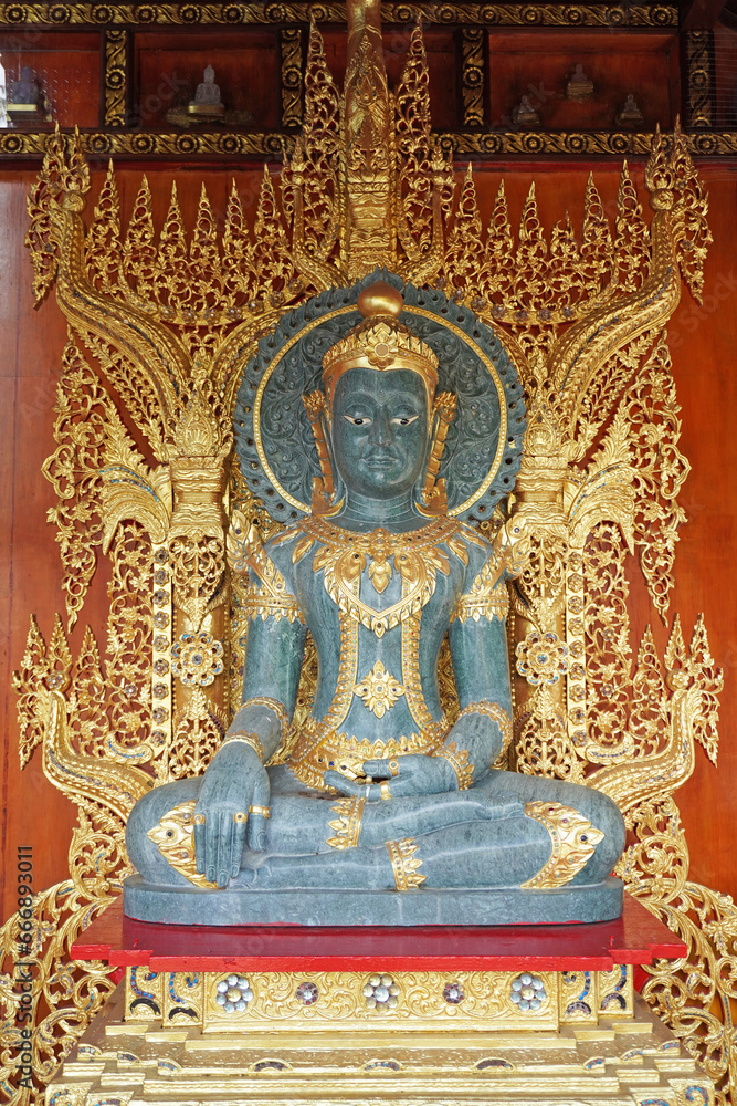 Green Jade Buddha sculpture of Wat Doi Suthep, Chiangmai Thailand