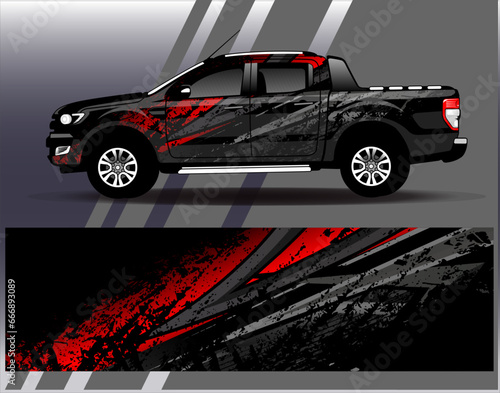 Car wrap design vector.Graphic abstract stripe racing background designs for vehicle, rally, race, adventure and car racing livery