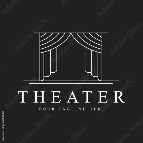 curtains logo line art vector illustration template icon graphic design