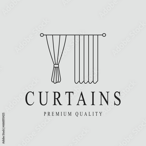 curtains logo line art vector illustration template icon graphic design