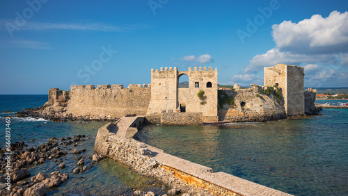 Travel destination, tour tourism in Greece- Methoni castle,  Peloponnese, Messinia