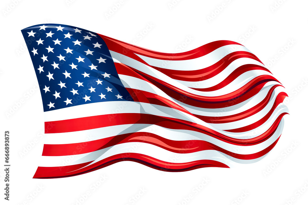 Fototapeta premium Flag of the United States on a white background.