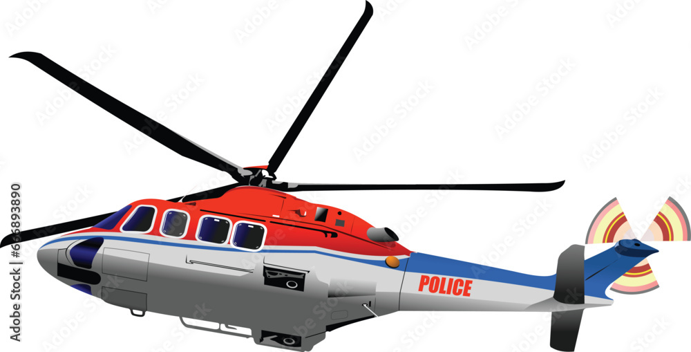Police helicopter. Vector 3d