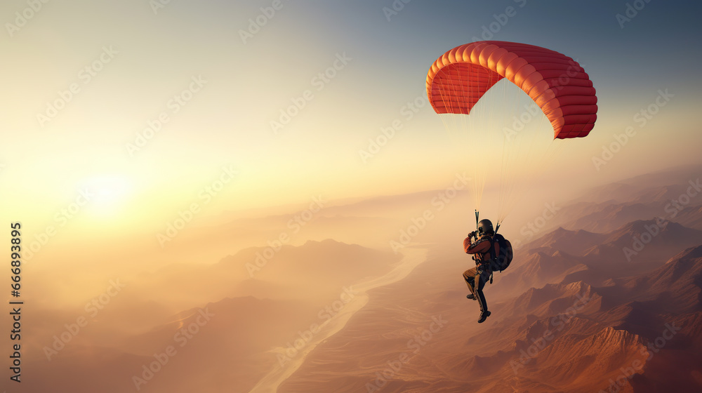 paraglider in the sky - obrazy, fototapety, plakaty 