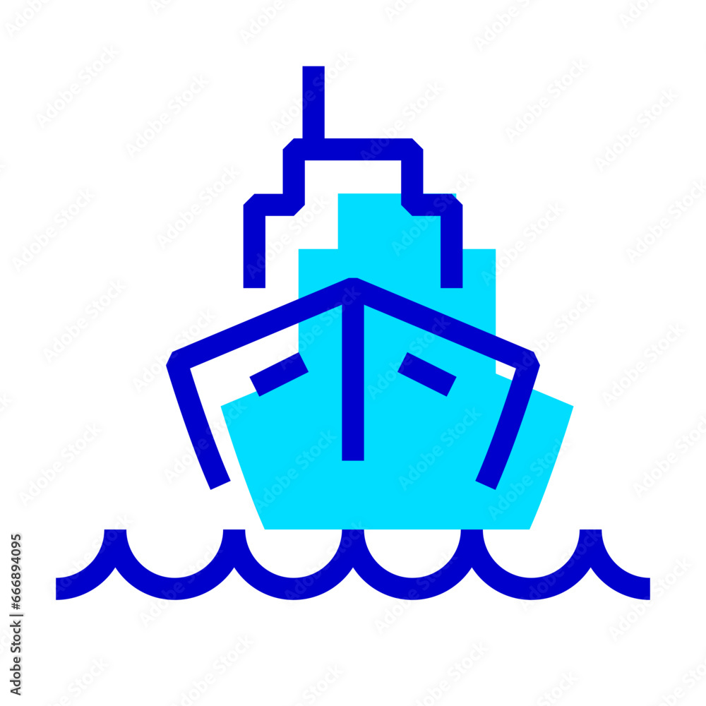 Obraz premium 夏休み、船を表す2色スタイルのアイコン