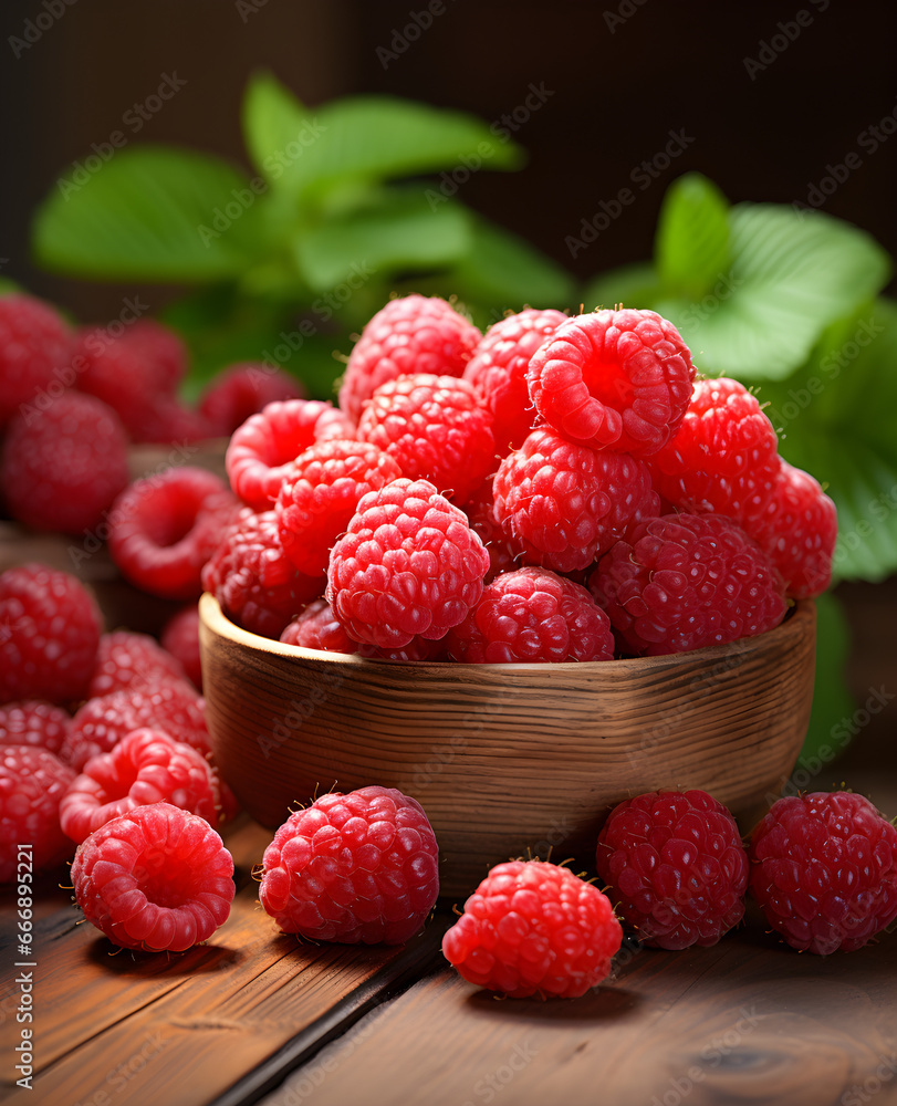 Raspberries are low in calories but high in fiber, vitamins, minerals and antioxidants,ai generate