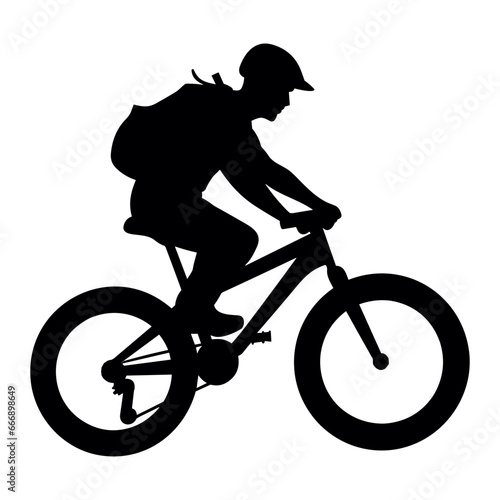 Bicycling Silhouette Vector isolated on a White Background, Cycling Silhouette Vector Clipart, Cyclist Riding Bicycle Silhouette © Gfx Expert Team