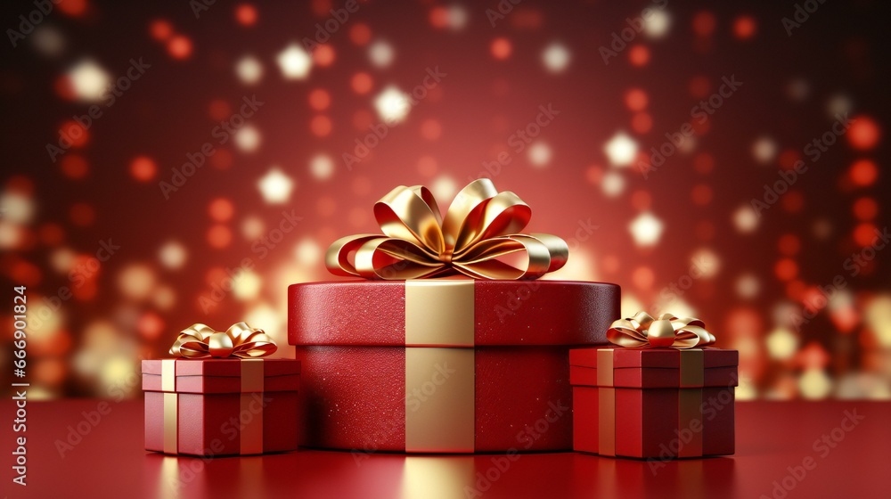 Christmas Holiday Gift Box adorned with a vibrant red ribbon and a festive bow. for Christmas, birthdays, or any other special occasion Christmas Holiday Gift Box adorned with a vibrant red ribbon and a festive bow. for Christmas, birthdays, or any other special occasion