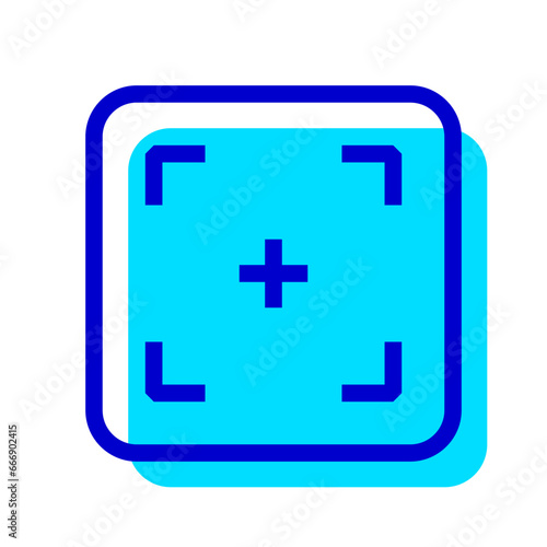 写真、フォーカスを表す2色スタイルのアイコン