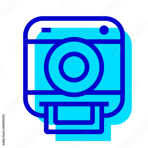 写真、インスタントカメラを表す2色スタイルのアイコン
