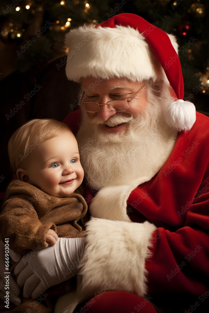 santa claus and baby. Generative AI santa claus and baby. Generative AI