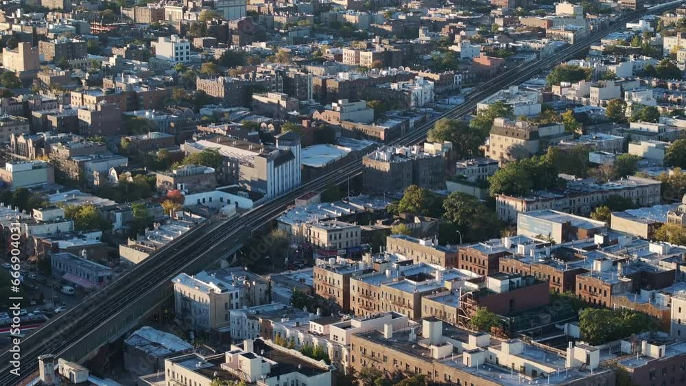 Aerial shot of homes in sunset Park Brooklyn. Aerial shot of homes in sunset Park Brooklyn.