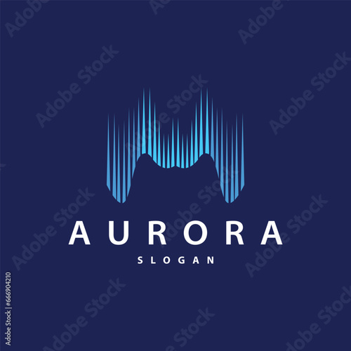 Aurora Light Wave Sky View Logo, Simple Abstract Templet Illustration Design