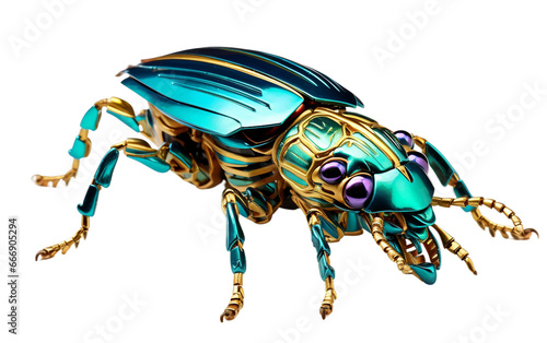 Realistic 3D Jewel Beetle Robot on Transparent background © MatPhoto