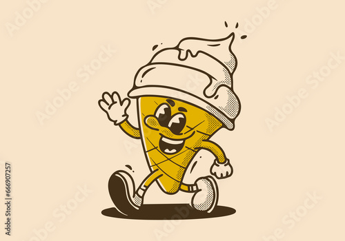 Mascot character illustration of walking ice cream