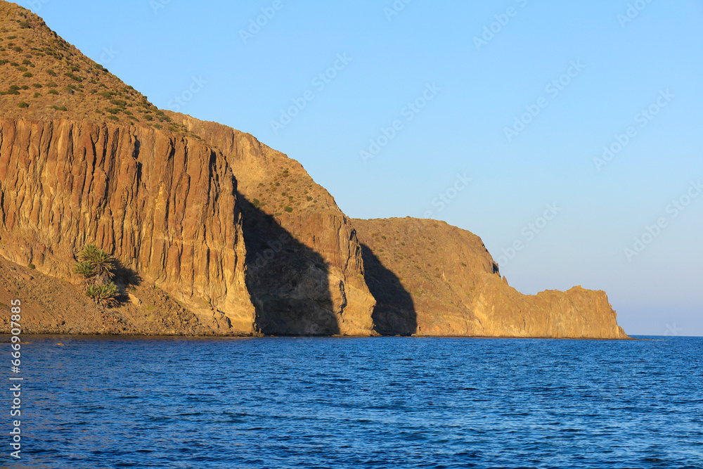 Cliffs and coves in Isleta del Moro village in Almeria