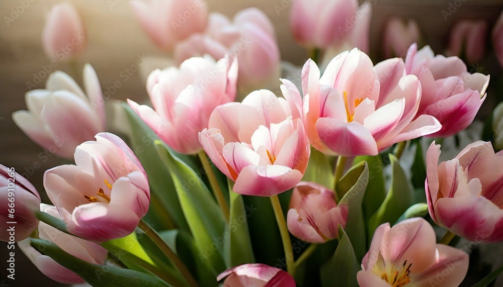 Fototapeta premium pink and white tulips, purple, color, beautiful