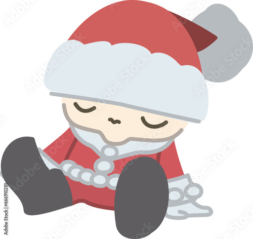 クリスマスのかわいい眠っている子供のサンタ