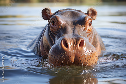 hippopotamus in water © adince