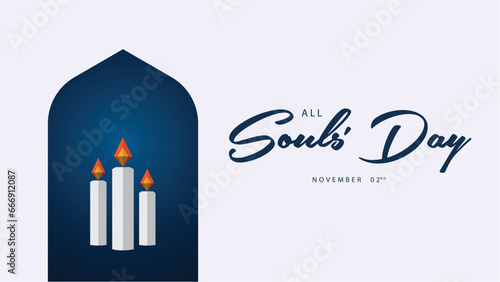 All Souls' Day. Vector illustration of a candle from origami paper. Suitable for banners, web, social media, greeting cards etc
