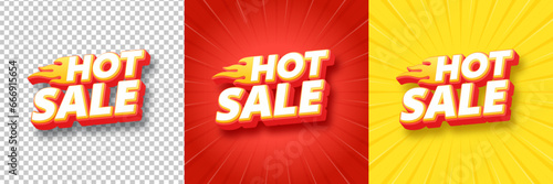Hot Sale Poster or banner with Hot Fire. 3D text Hot Sales banner template design campaign