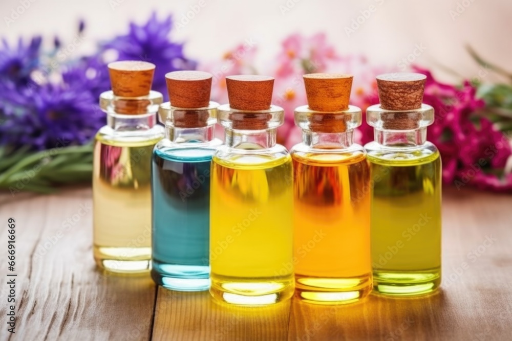 close-up view of essential oils intended for soap crafting close-up view of essential oils intended for soap crafting