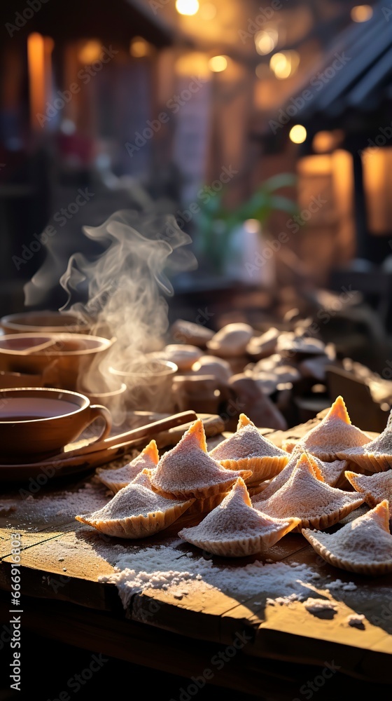 Traditional Dongzhi dumplings being made, Winter Solstice Festival, traditional Chinese festival.