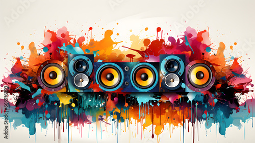abstract music background with speakers  photo