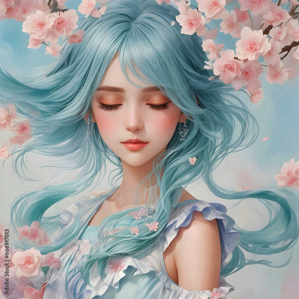 Stunning Anime goddess of the floral river flowers, misty, intricate, beautiful, attestation Ai generated art 