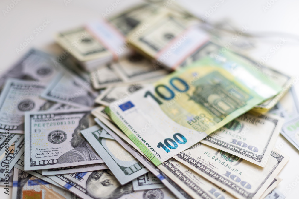 Lot of dollars and euros. Background and texture Lot of dollars and euros. Background and texture