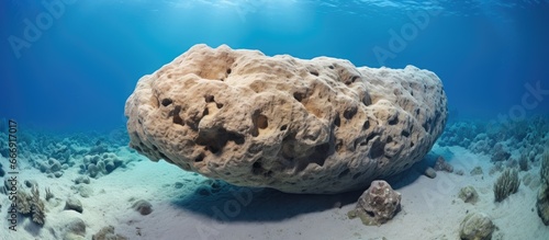 Ancient tsunami moved a big coral rock to land from nearby reefs photo