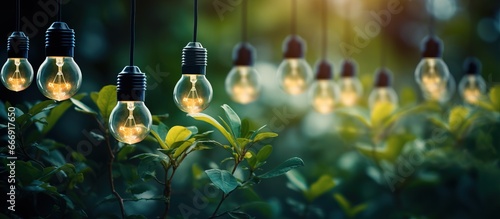 light bulbs with tree leaves as background