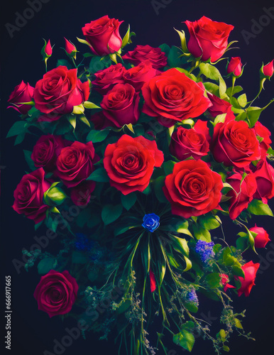 Fantasy rose bouquet, unique Valentine's gift, beautifully designed, enchanting twist for a romantic surprise.