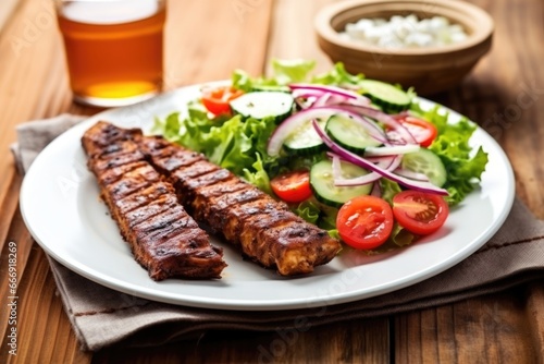 bbq tempeh ribs paired with fresh garden salad